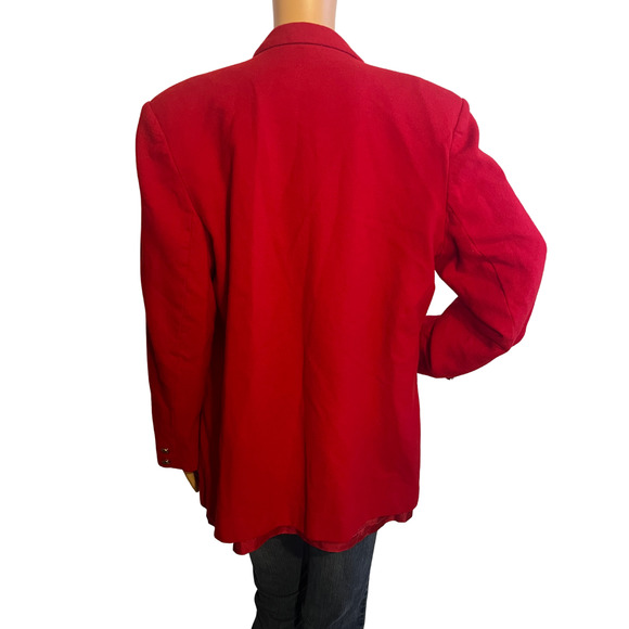 Vintage 80s 90s Pendleton Red Wool Blazer with Crest XL - Picture 3 of 6